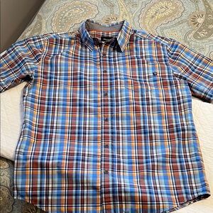 MARMOT Men's Button-UP Short Sleeve Plaid Shirt - Large, Like New!